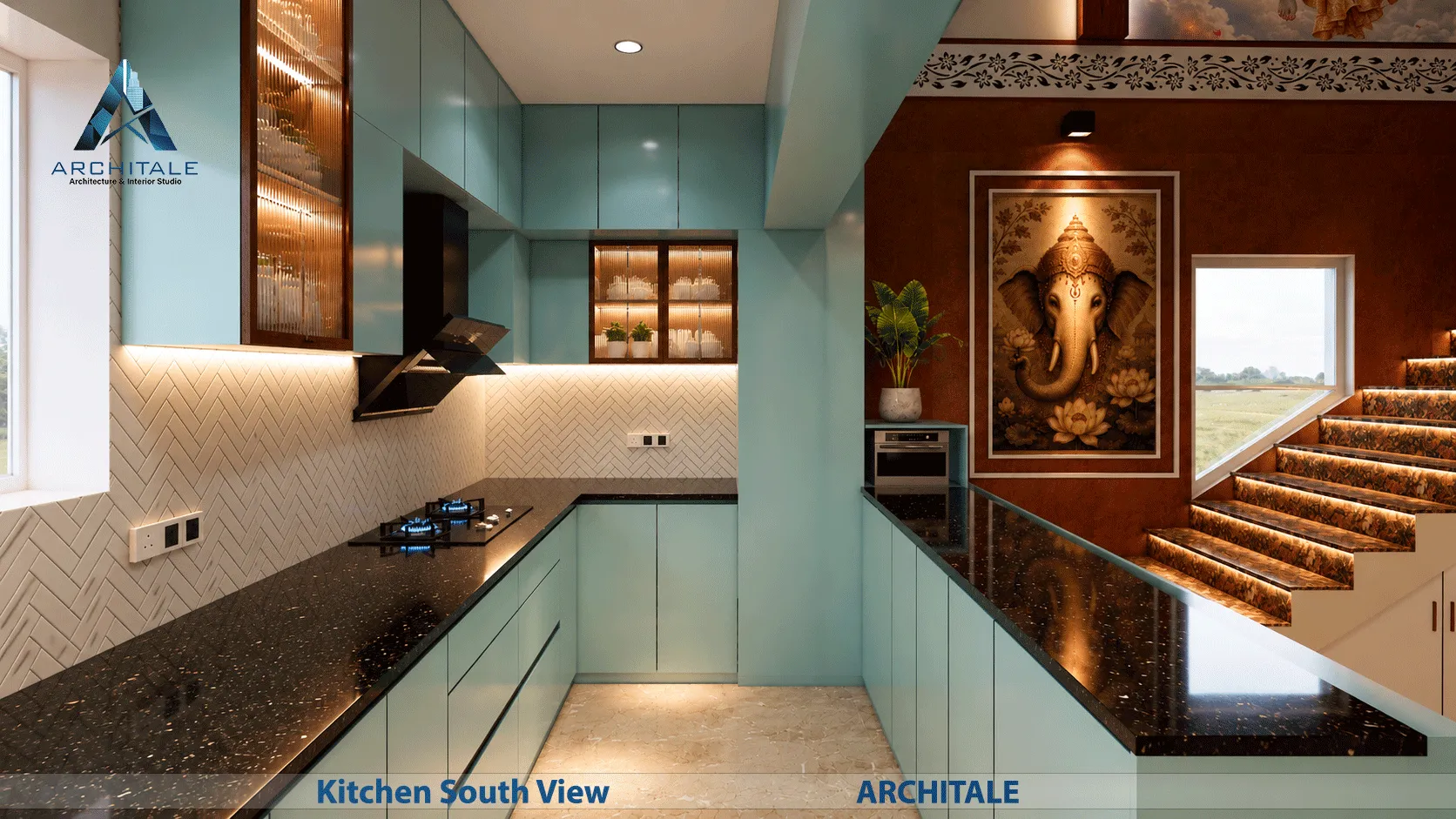 Traditional Theme Residence — Kitchen South View